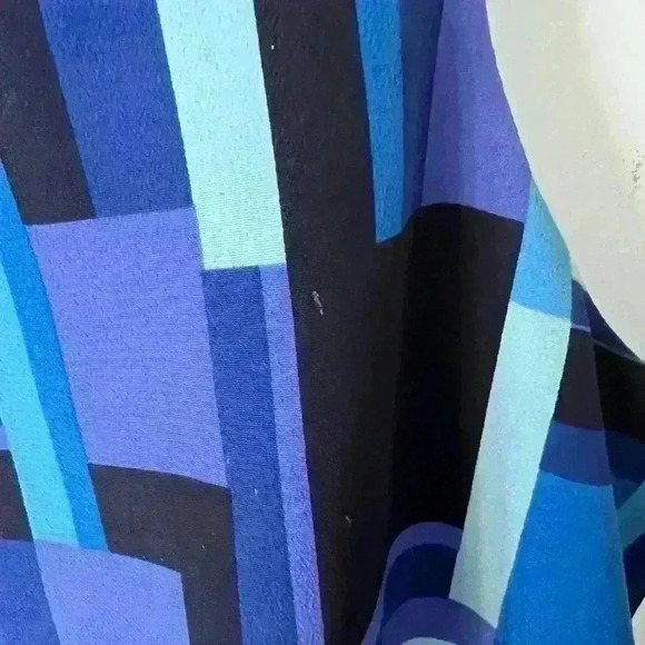 Vintage Allure 90s Blue Purple Abstract Eclectic Sleeveless Unique Dress 8 - Picture 15 of 17